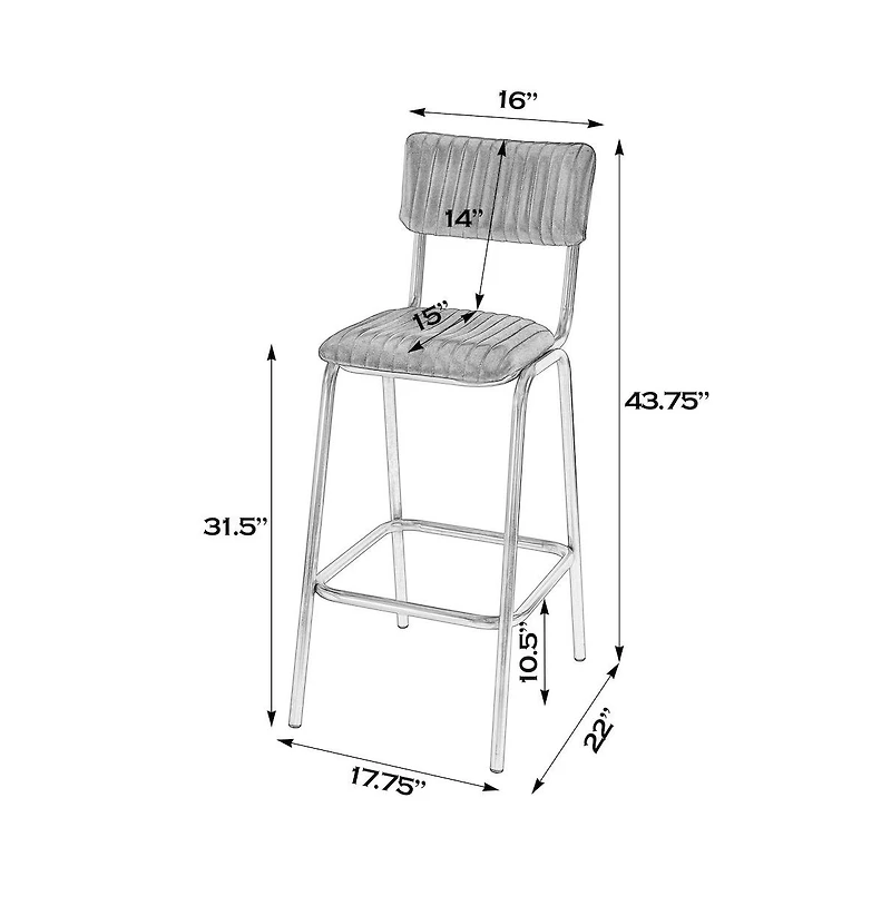 Butler Specialty Waylon 31.5 in. Seat Height Leather Bar Height Stool