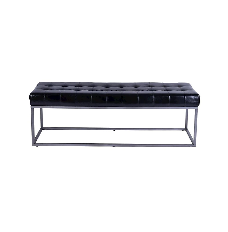 Butler Specialty Knox 54 in. W Leather and Iron Accent Bench