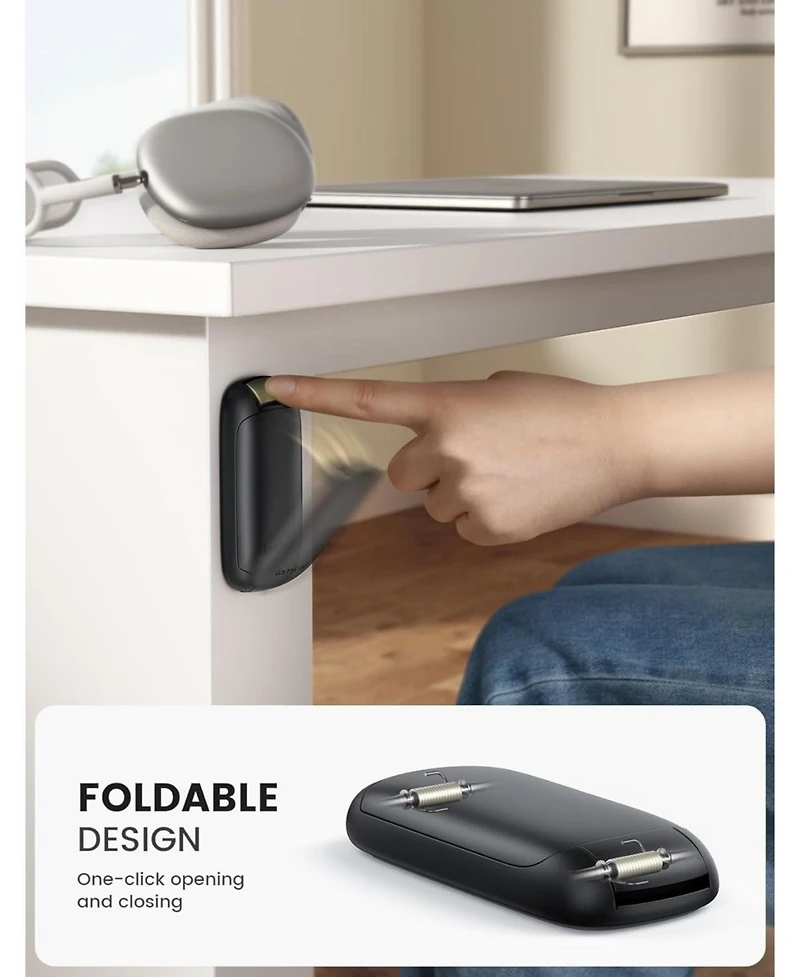 Lamicall Foldable Headphone Stand, Holder Hook Mount, Adhesive Hanger Clip Under Desk