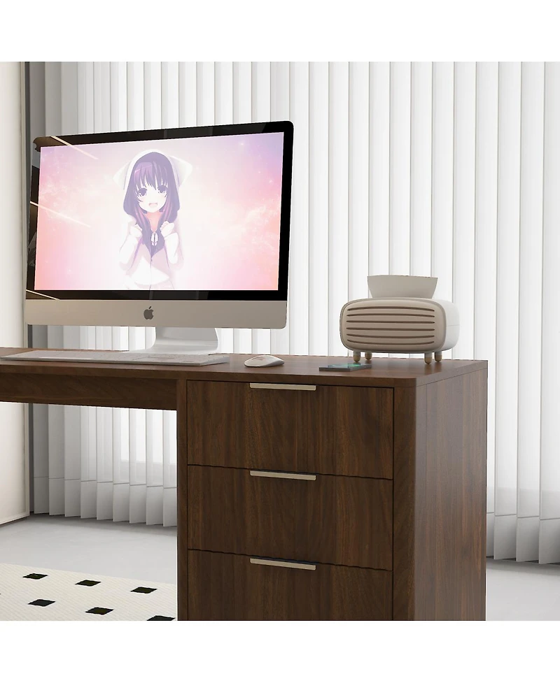 Streamdale L-Shaped Computer Desk with Drawers, Bookshelf