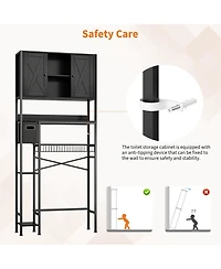 homfan Over The Toilet Storage Cabinet - 2-Door Design Bathroom Organizers Shelf, Space-Saver Above with Paper Holder