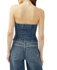 Silver Jeans Co. Women's Denim Button-Front Corset Top