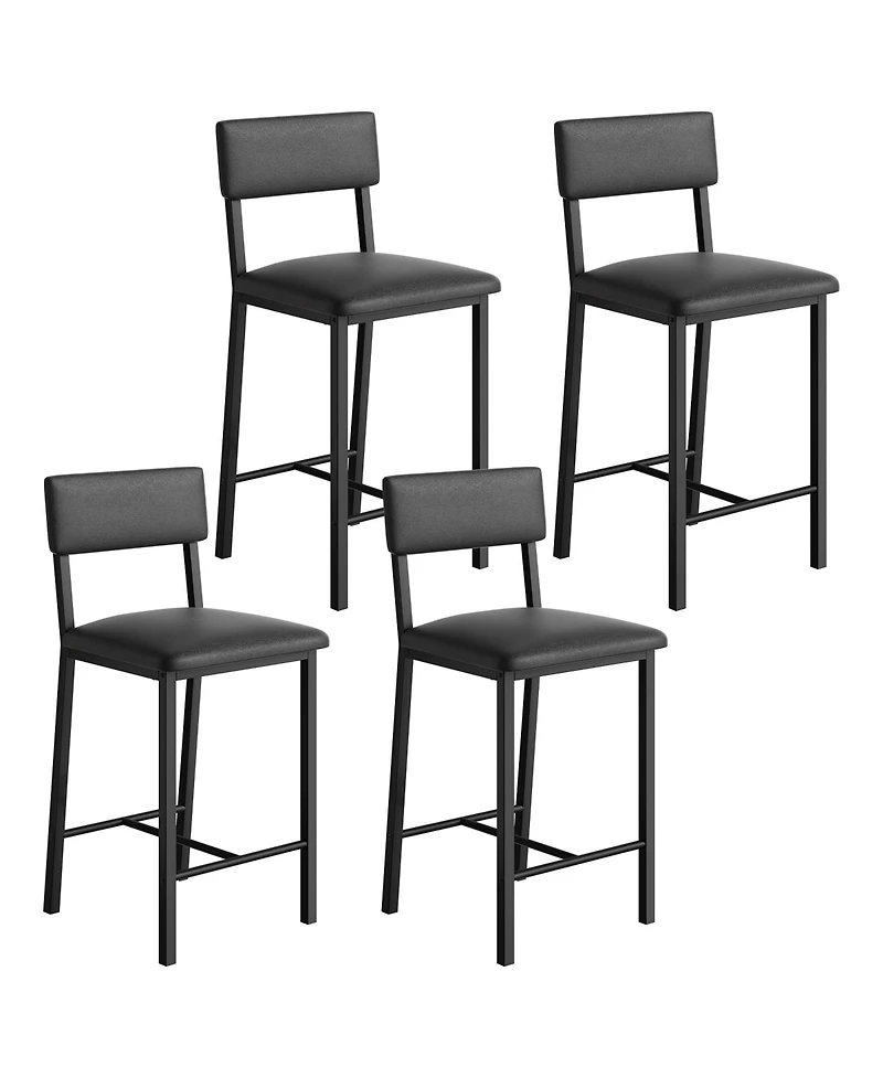 homfan 4-Piece Classic Bar Stools with Backrest and Footrest, 25-Inch Seat Height and Thick Padding for Kitchen, Dining Room and Kitchen Island