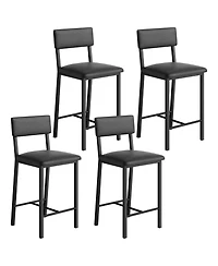 homfan 4-Piece Classic Bar Stools with Backrest and Footrest, 25-Inch Seat Height and Thick Padding for Kitchen, Dining Room and Kitchen Island