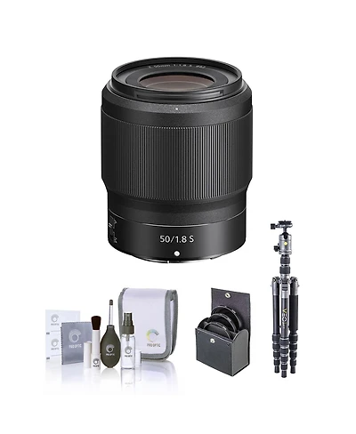 Nikon Nikkor Z 50mm f/1.8 S Lens, Bundle with Vanguard Veo 3 Go 235AB 23mm 5-Section Aluminum Travel Tripod with T-50 Ball Head, 62mm Filter Kit,
