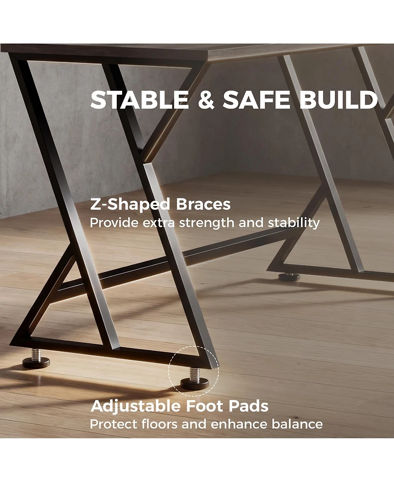 Homcom 55 Inch Computer Desk, Industrial Writing Desk with Z-Shaped Leg