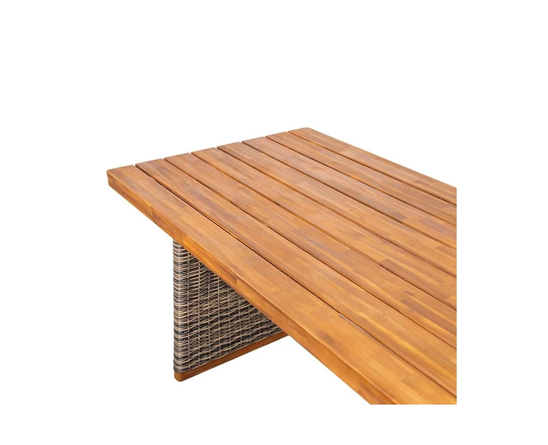 sumyeg Outdoor Acacia Wood Dining Table with Wicker Accent