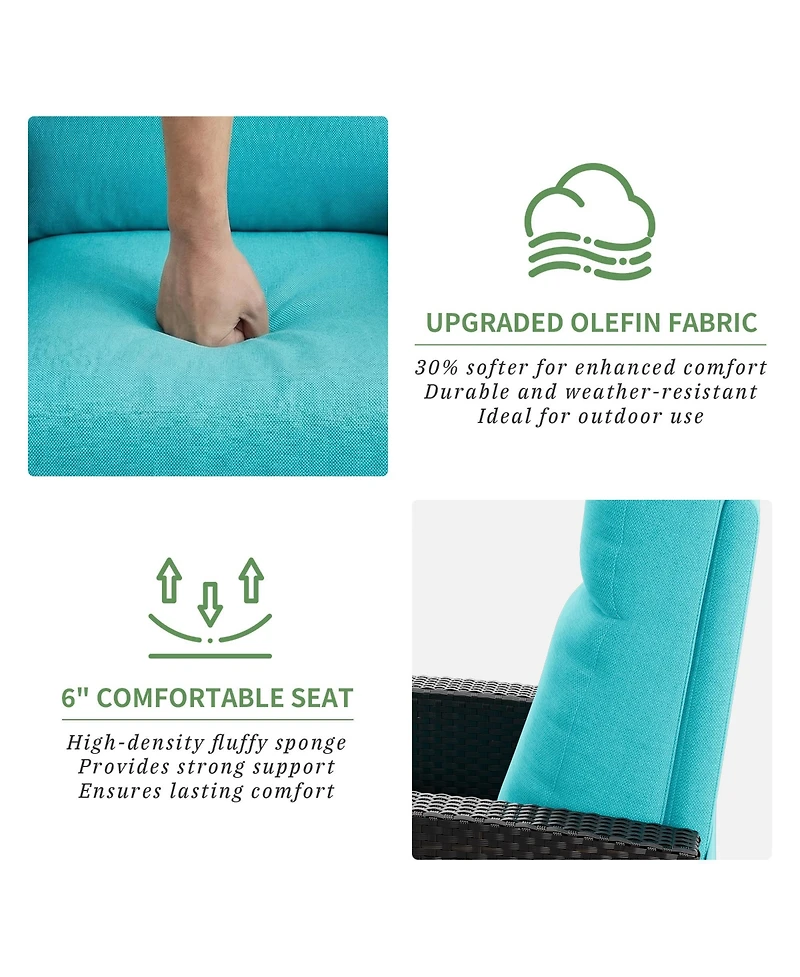 homfan 150degree(s) Adjustable Reclining Patio Chair - Lay-Flat Outdoor Lounge, Turn over-Up Side Table, Removable Cushion