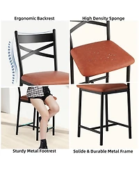 homfan Set of 4 Modern Counter Height Dining Chairs with Backrest – Metal Frame, Upholstered Seat, Footrest