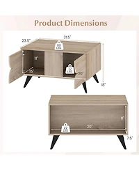 Gymax Modern Coffee Table w/ Storage Open Compartments and 3 Drawers 4 Raised Legs
