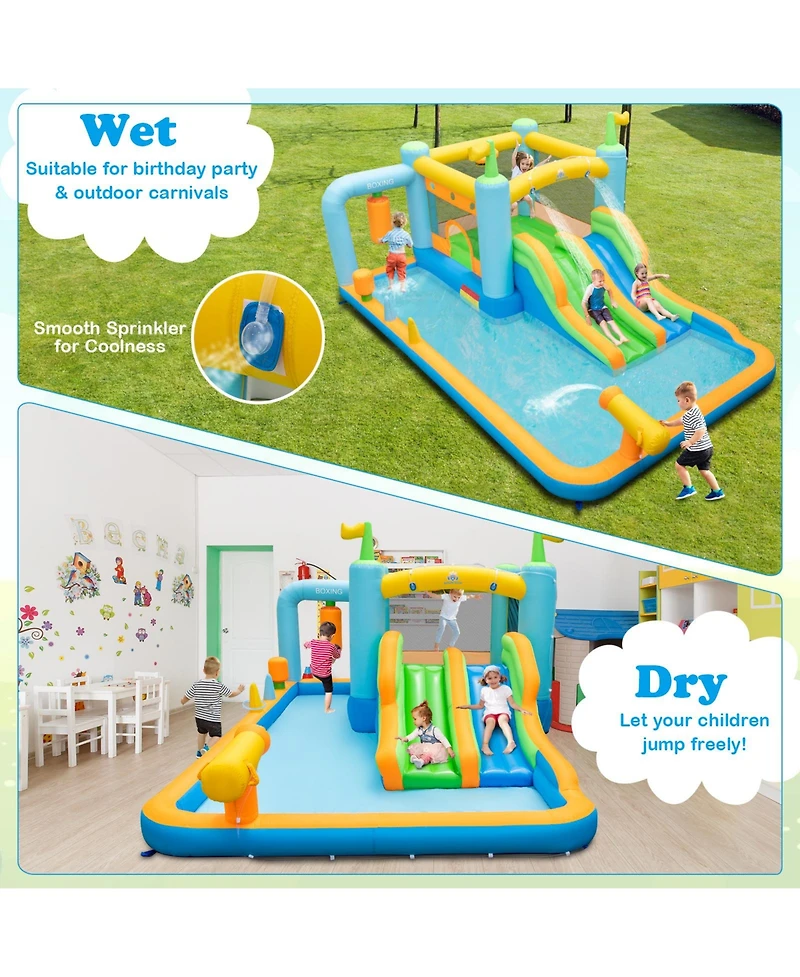 Sugift Giant Inflatable Water Slide with Dual Slides and Splash Pool (No Blower)