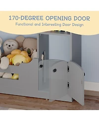 homfan 3-Tier Kids Bookshelf and Toy Storage with Toy Storage and Motion Sensor Light, 36.6" Wide Wooden Bookcase for Nursery, Playroom and Bedroom