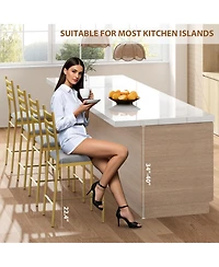 homfan Set of 4 Modern Counter Height Bar Stools with Thick Pu Leather Cushion - Curved Back, Waterproof Metal Dining Chairs