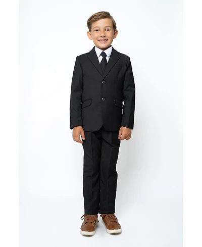 Peanut Butter Collection Little Boys and Big 007 Slim Fit 5-Piece Shirt, Tie, Jacket, Vest Pants Suit Set