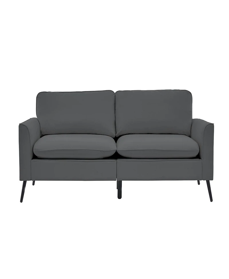Streamdale Furniture Faux Leather Chesterfield Sofa with Nailhead Trim and 2 Pillows