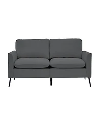 Streamdale Furniture Faux Leather Chesterfield Sofa with Nailhead Trim and 2 Pillows