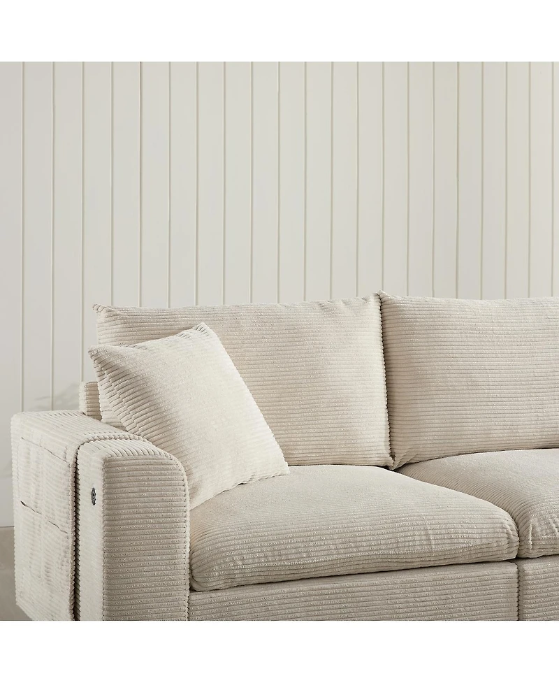 Streamdale Furniture '' U-Shaped Modular Corduroy Sectional Sofa with Storage and Usb Charger