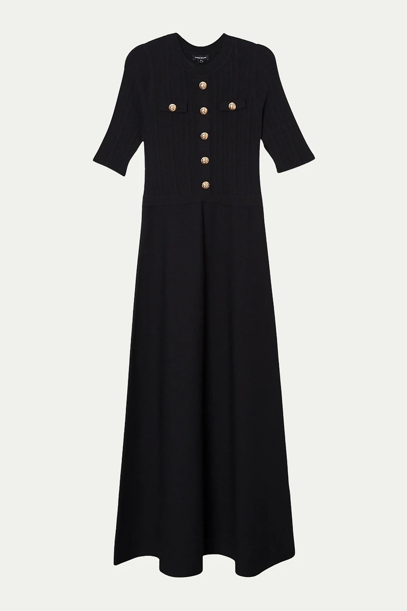 Karen Millen Women's Rib Knit Military Trim Maxi Dress