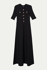 Karen Millen Women's Rib Knit Military Trim Maxi Dress