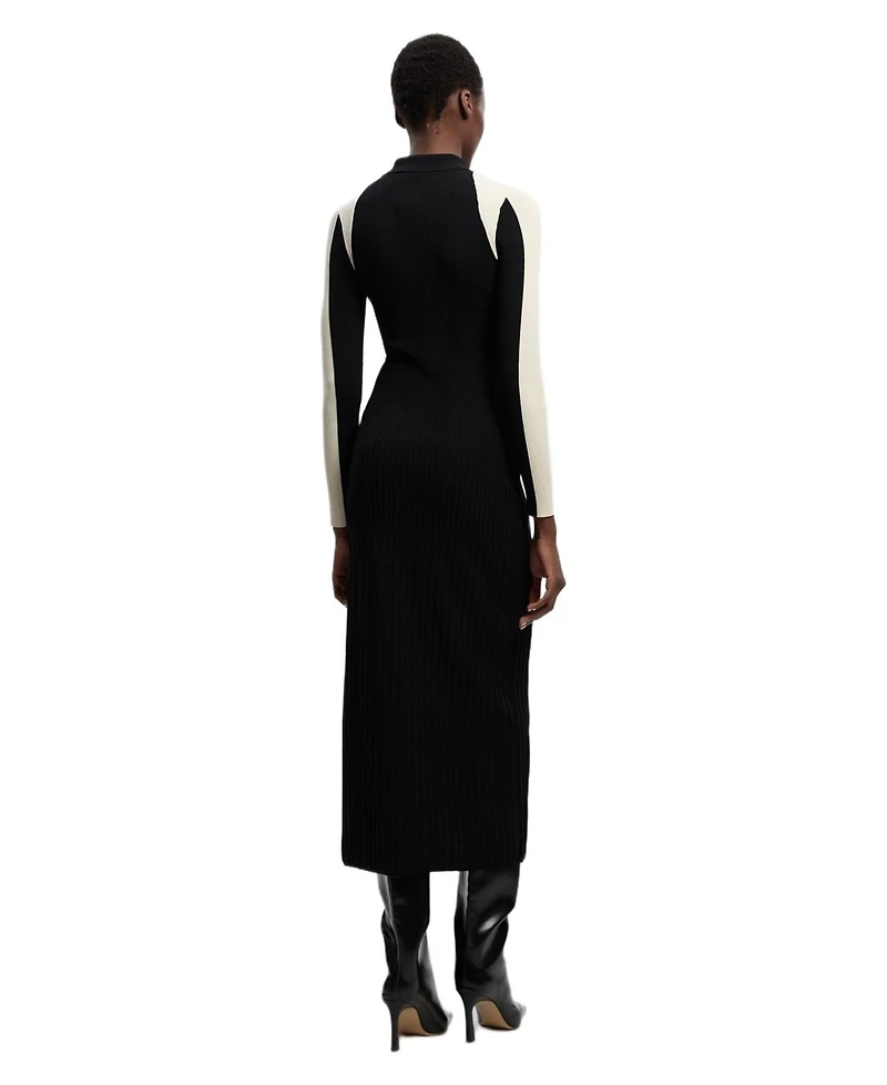 Karen Millen Women's Rib Knit Long Sleeve Military Midi Dress