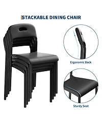 homfan Modern Stackable Plastic Dining Chairs Set of 2 - Ergonomic, Metal Legs, Waterproof and Mark-Resistant, Easy Assembly