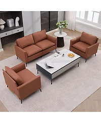 Streamdale Furniture Nordic Retro Leather Cat Paw Loveseat and Single Chair Set