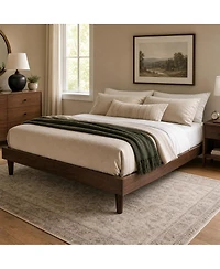 homfan All Platform Bed Frame with Wooden Slats, No Box Spring Needed, Sturdy Wood Frame