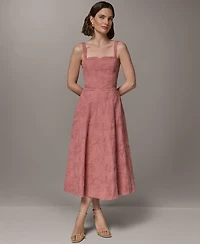 Donna Karan New York Women's Sleeveless Floral Sweetheart Midi Dress