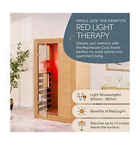 Lifepro RejuvaCure Far Infrared Sauna with Red Light, Bluetooth & Chromotherapy – 1-Person Indoor Home Sauna Box with 7 Carbon Heaters & Canadi