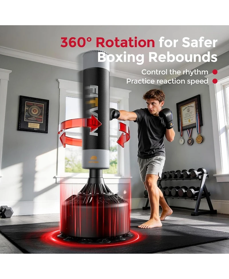 Fed Fitness 70'' Freestanding Punching Bag with Gloves, Heavy Boxing Bag with Suction Cup Base for Adult and Teens Home Gym Training