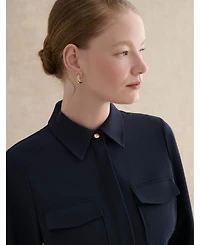 Hobbs London Women's Dannie Cinched-Waist Collard Shirt