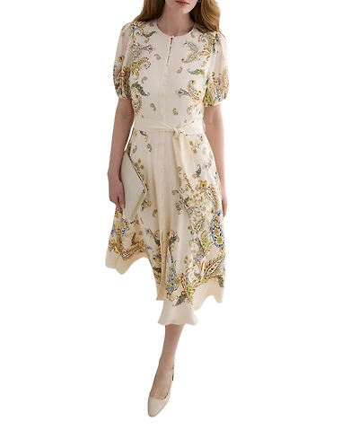 Hobbs London Women's Alma Silk Printed Midi Dress