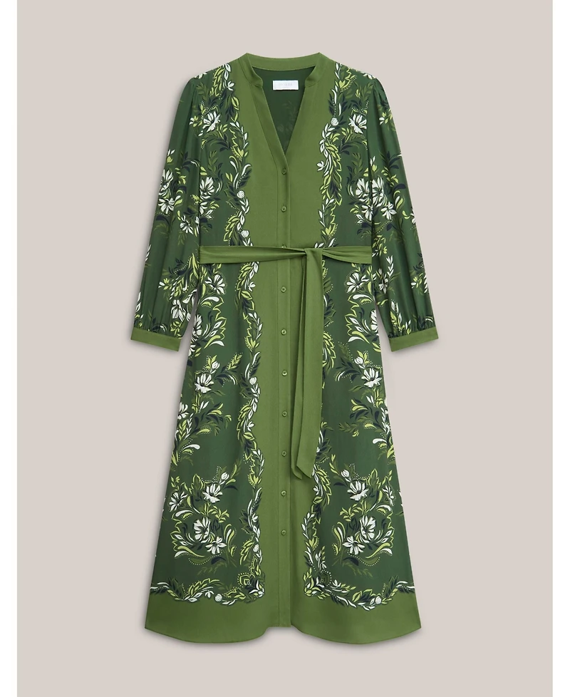 Hobbs London Women's Apolline Printed V-Neck Midi Shirt Dress