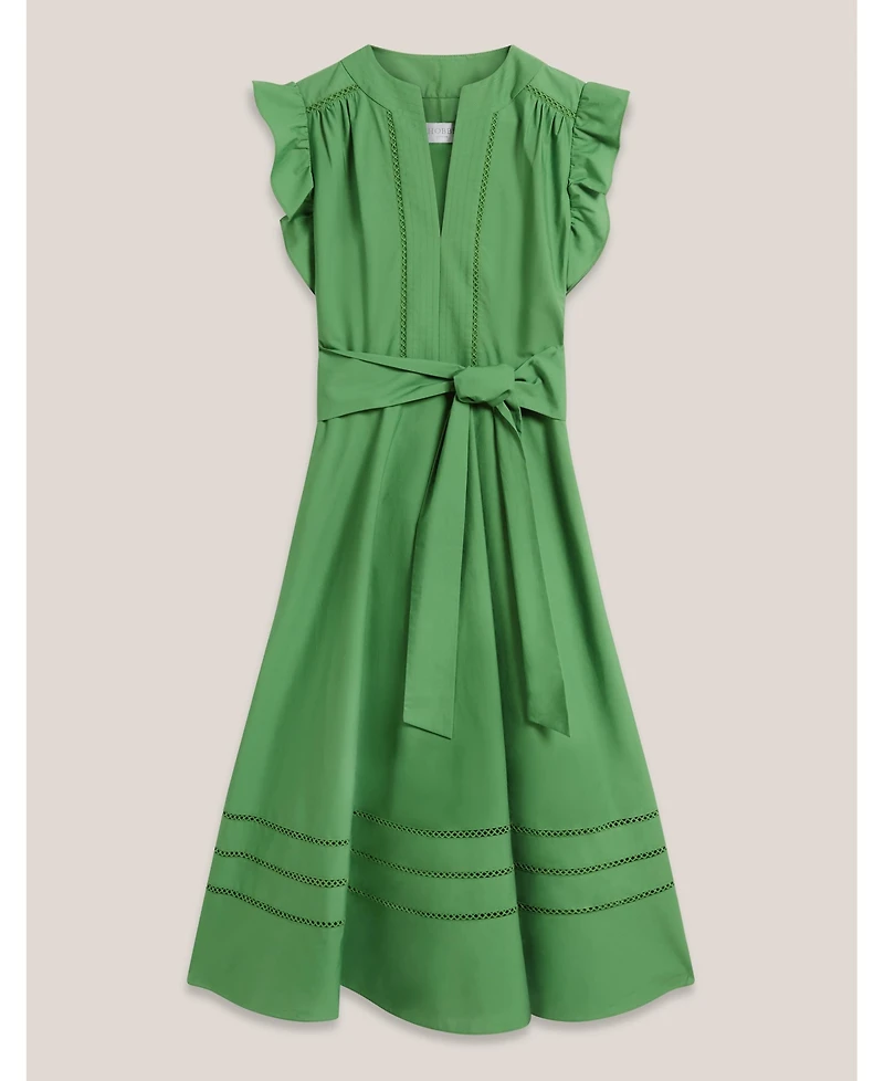 Hobbs London Women's Vanessa Ruffle Sleeve Midi Dress