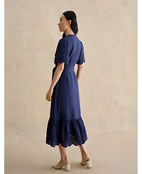 Hobbs London Women's Meghan Broderie Cutwork Midi Dress