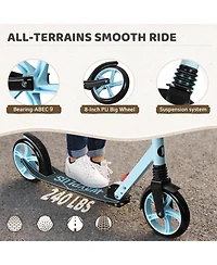 Fed Fitness Foldable Kick Scooter for Teens, 4-Level Adjustable Height, ABEC9 Bearing, 240LBS Capacity, Suitable Ages 6+