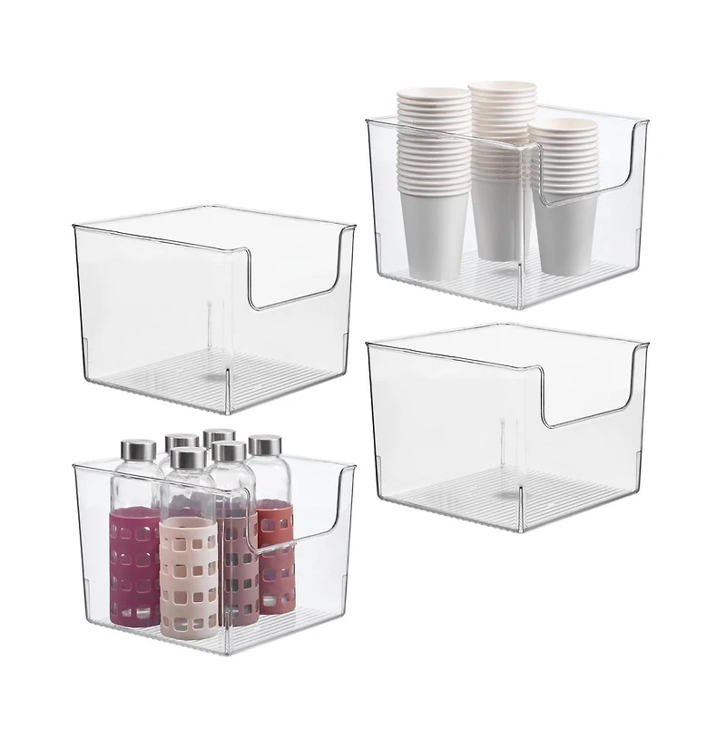 iDesign Open-Front Storage Bin, Set of 4, Clear, Made in Usa