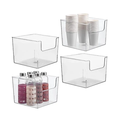 iDesign Open-Front Storage Bin, Set of 4, Clear, Made in Usa
