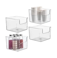 iDesign Open-Front Storage Bin, Set of 4, Clear, Made in Usa