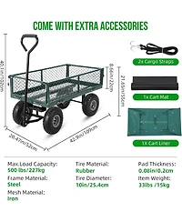 Gaomon Heavy Duty Steel Garden Cart Folding Utility Wagon 500 lbs Capacity with Removable Liner and Pneumatic Tires for Gardens Lawns