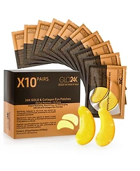 GLO24K Bionic 7 Color Led Eye Care Mask + 24K Gold and Collagen Eye Patches (Pack of 10 Pairs/ 20 Patches)