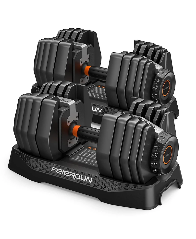 Fed Fitness 105LB Total Weight 15-in-1 Adjustable Dumbbell, Quick Dial 5-52.5LBS Heavy-Duty Single Dumbbell with Storage Box and Fitness App