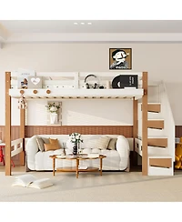 Streamdale Furniture Streamdale Twin Loft Bed with Storage Shelves and Clothes Hook