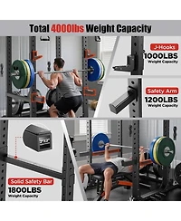 Fed Fitness 1600LBS Commercial Power Cage, Heavy-Duty Cable Crossover Squat Rack with Full Attachments, All-in-One Home Gym