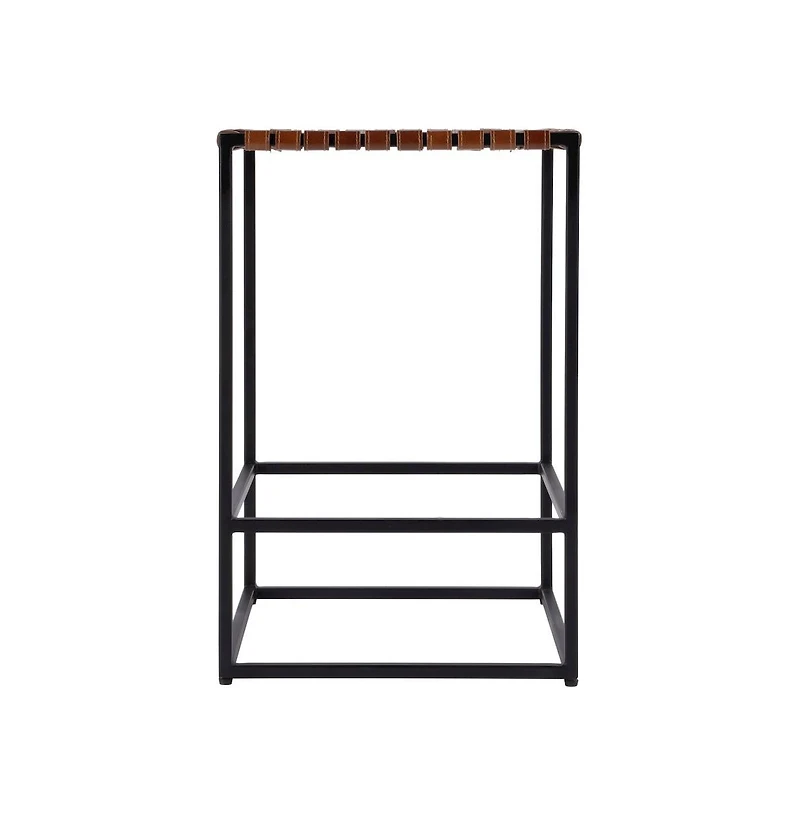 Butler Specialty 24 in. Seat Height Leather and Iron Backless Counter Stool with Footrest