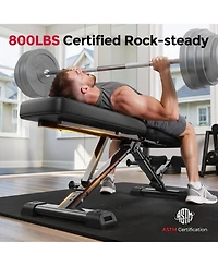 Fed Fitness WB5 800LBS Astm-Certified Flybird WB5 Weight Bench, Foldable Fid Adjustable Workout Bench with 30in Extended Backrest