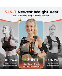 Fed Fitness 2026 WV1 3-in-1 Weighted Vest with Phone and Water Bottle Pocket, 12LBS for Running Workout Training