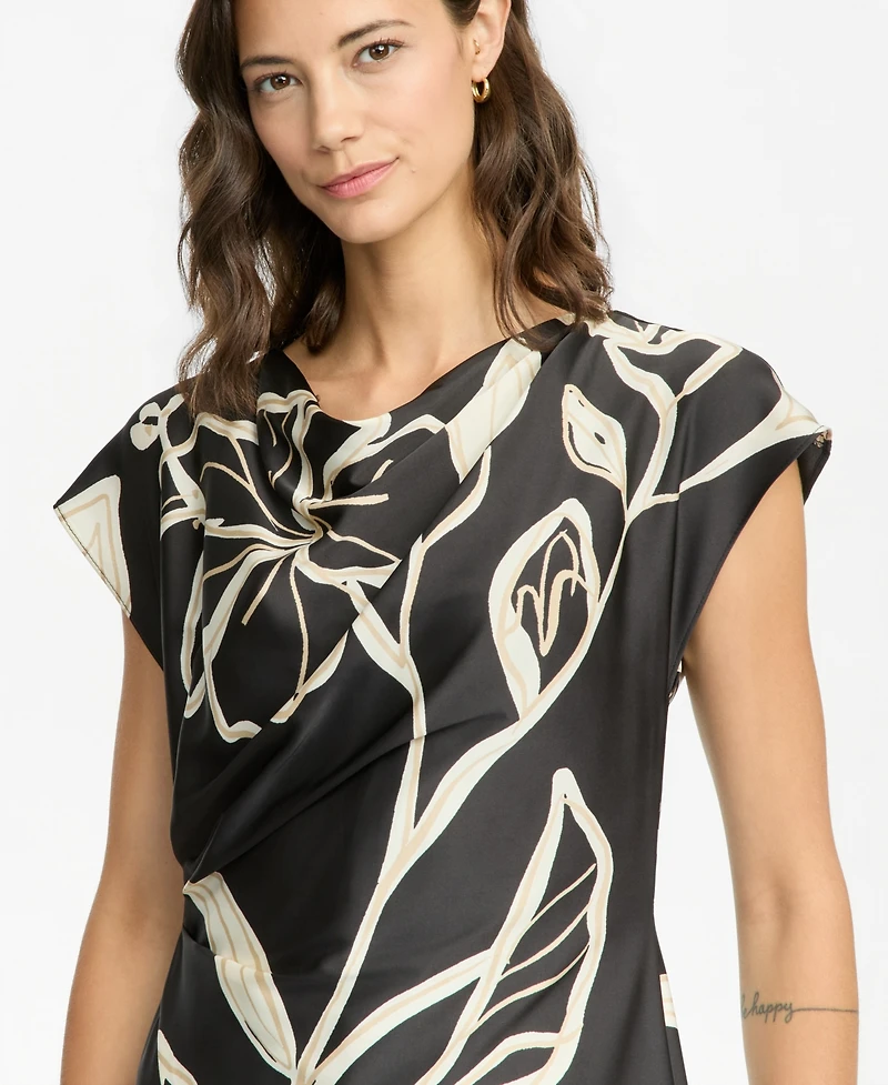 Maggy London Women's Cap-Sleeve Asymmetric-Hem Dress