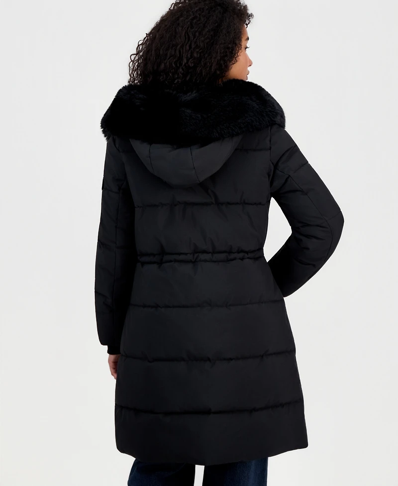 Steve Madden Women's Hooded Drawcord-Waist Puffer Coat