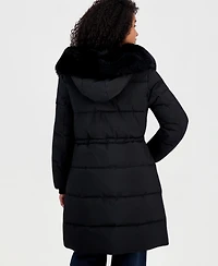 Steve Madden Women's Hooded Drawcord-Waist Puffer Coat